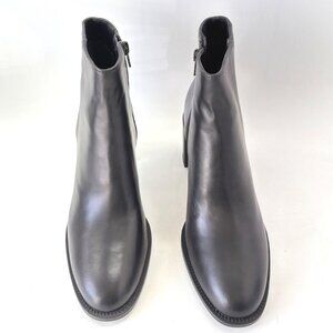 Steve Madden Jozie Ankle Boots Black Leather Block Heel Booties Women Size 8